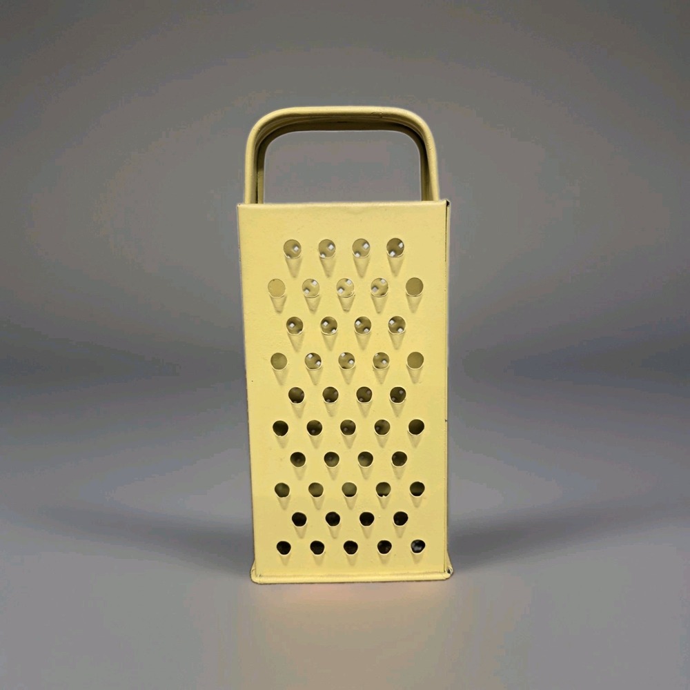 Vintage BROMCO Yellow Metal Box Cheese Grater 4 Sided Kitchen Utensil Retro